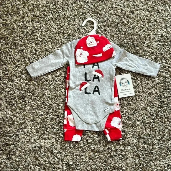 Gerber Other - Gerber Baby 3 Pc Holiday FA LA LA Pants Set Size 0-3 Months NWT